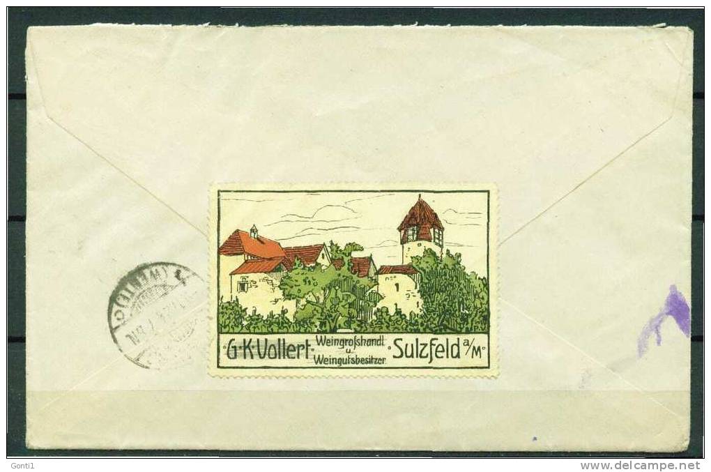 DR1924 Reco,Einschreibbrief/ Heimatbeleg München Mit Michel Nr.360 EF U."Vine- Weinwerbevignette-Sulzfel D   "used Bef. - Storia Postale