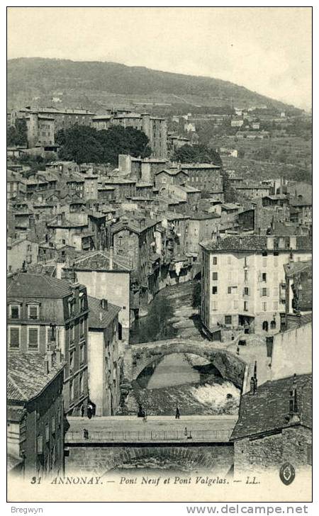 07 - CPA Annonay - Pont Neuf Et Pont Valgelas - Annonay