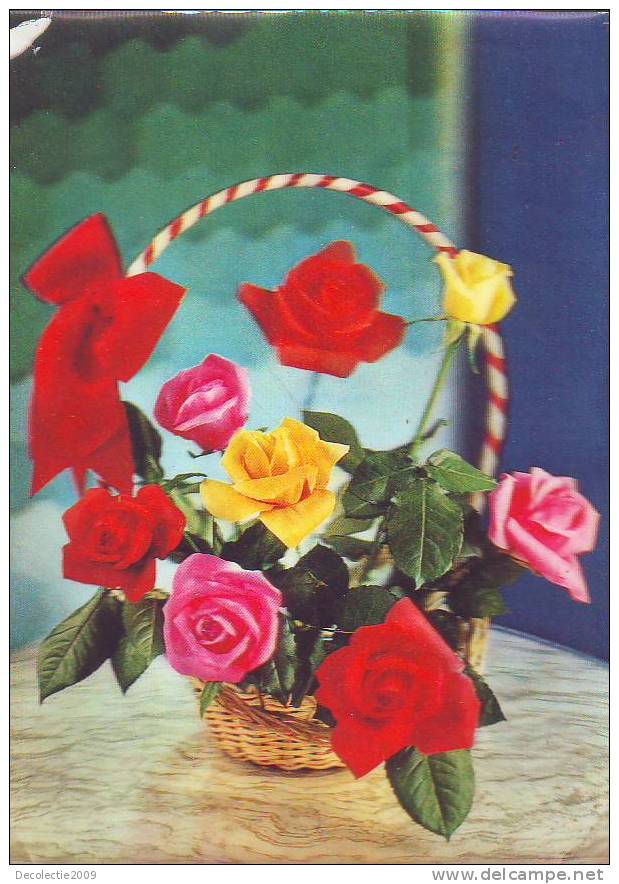 ZD618 Postcard Stereoscopic 3d Card Flowers Fleurs Roses - Cartes Stéréoscopiques