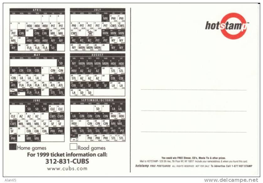 Chicago Cubs Baseball Stadium With Baseball Schedule On Back, On Hotstamp C1990s/2000s Vintage Postcard - Baseball