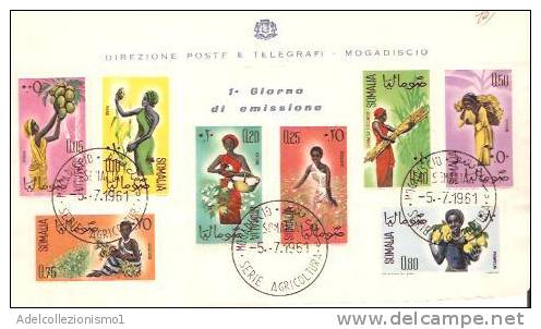 31778)frontespizio F.d.c. Con 8 Valori Serie Lavoro + Annullo - Somalia (1960-...)