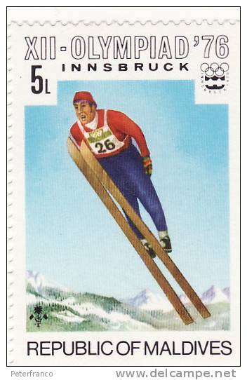 1976 Maldive - Olimpiadi  Invernali Di Innsbruck  - Salto Dal Trampolino - Inverno1976: Innsbruck