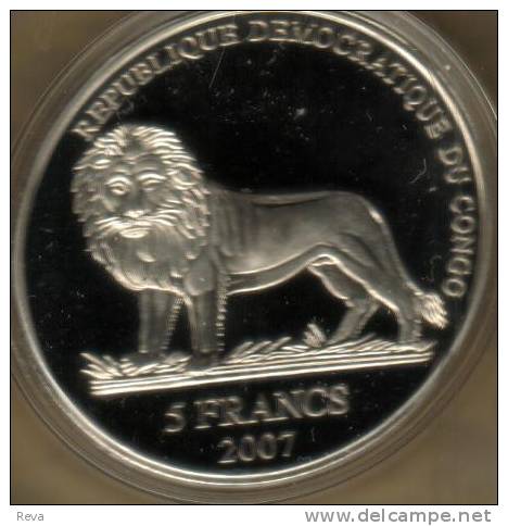 CONGO 5 FRANCS LION ANIMAL FRONT SPORT F1 SCHUMACHER COLOURED BACK 2007 PROOFLIKE READ DESCRIPTION CAREFULLY !!! - Congo (Repubblica Democratica 1998)