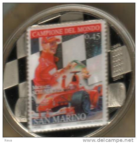 CONGO 5 FRANCS LION ANIMAL FRONT SPORT F1 SCHUMACHER COLOURED BACK 2007 PROOFLIKE READ DESCRIPTION CAREFULLY !!! - Congo (Democratic Republic 1998)