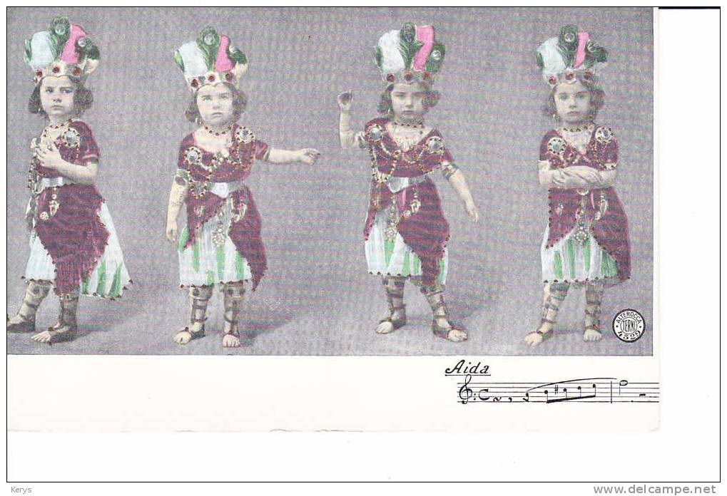 Cpa Aïda   Enfant En Costume D´Aïda ,colorisée Et Dorures à La Main - Opera