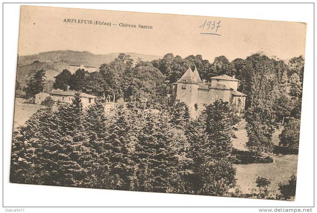 Amplepuis (69) : Vue Générale Sur Le Château Sarron En 1937. - Amplepuis