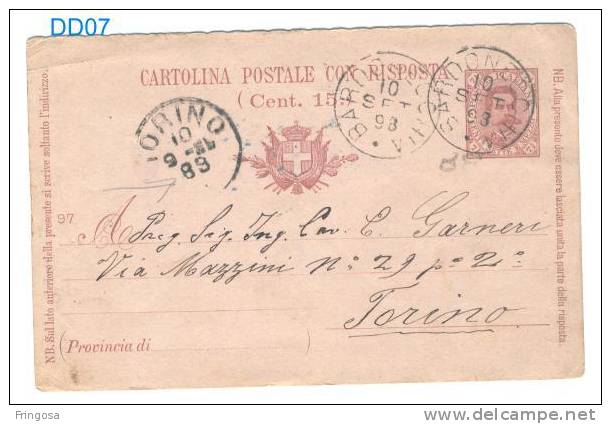 ITALIA Stationery Used Bardonecchia To Torino 1898 - Caixa # 3 - Postwaardestukken