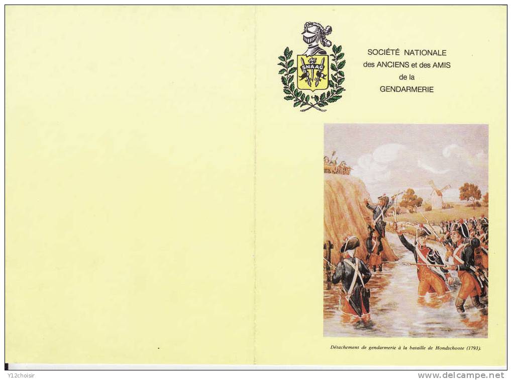 CARTE GENDARMERIE NATIONALE DETACHEMENT GENDARMERIE BATAILLE DE HONDSCHOOSE 1793 SNAAG UNIFORMES MILITARIA - Politie & Rijkswacht