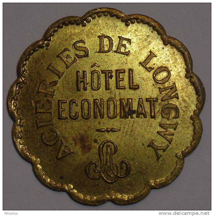 Longwy 54 Aciéries Hôtel économat 20 Centimes 1883 SUP - Notgeld