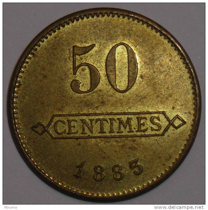 Longwy 54 Aciéries Hôtel économat 50 Centimes 1883 SUP - Noodgeld