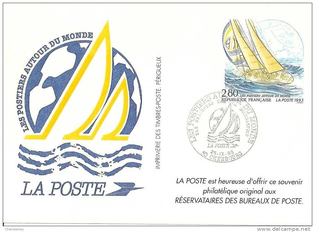 LES POSTIERS AUTOUR DU MONDE  50 CHERBOURG 1993 - Official Stationery