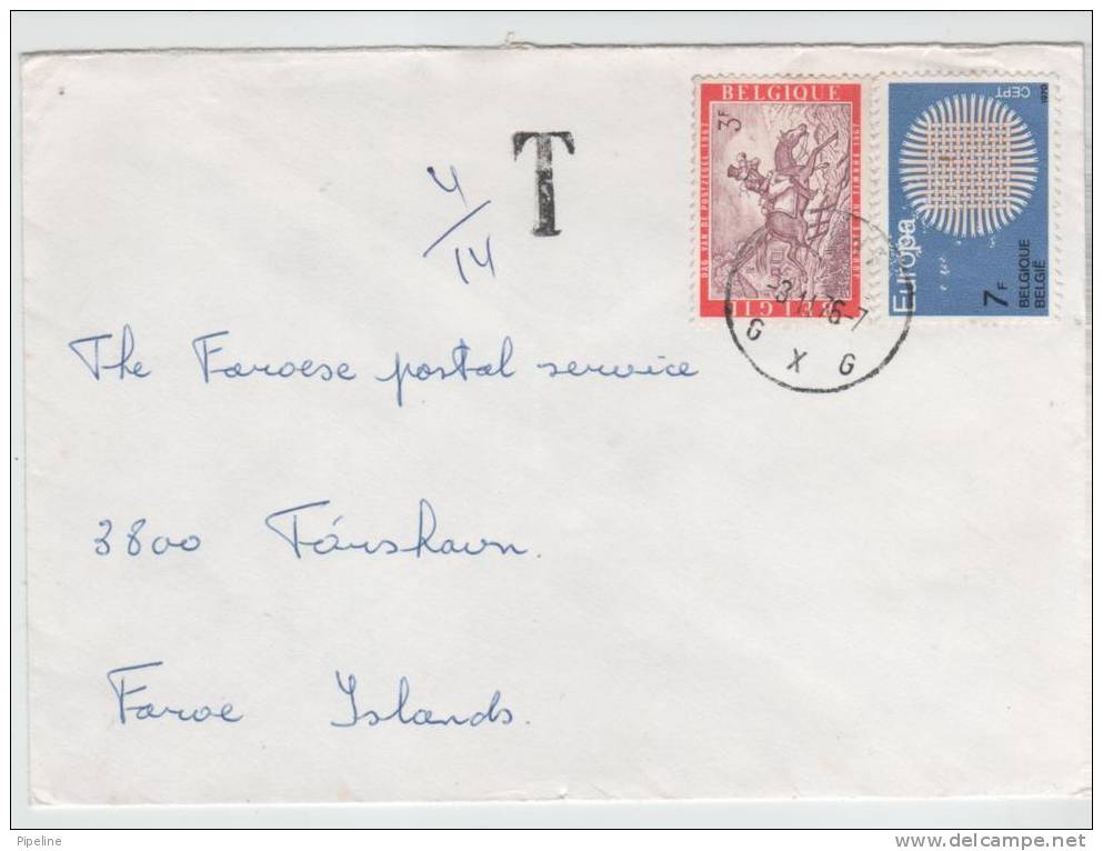 Belgium Underpaid Cover Sent To Faroe Islands 3-11-1976 With Postal Due T - Lettres & Documents