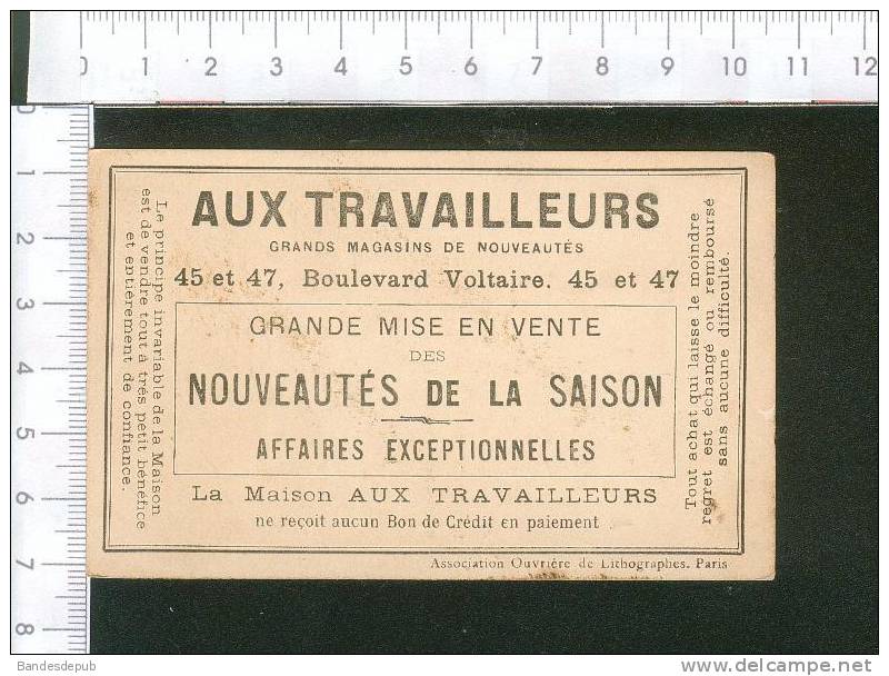 Paris Boulevard Voltaire Jolie Chromo Dorée Thème Annonce Publicitaire Magasin échelle Chevalier - Autres & Non Classés