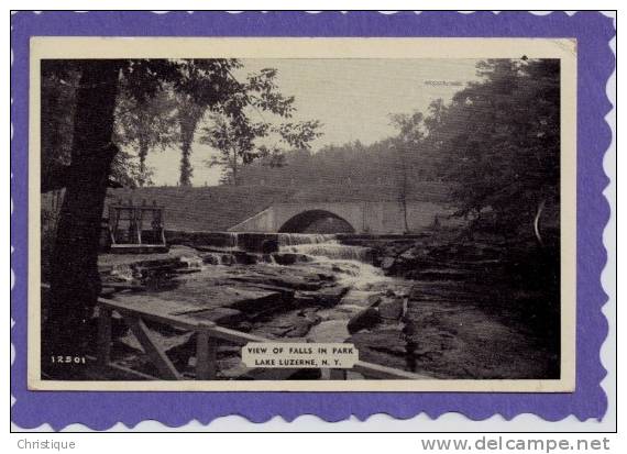 RPPC View Of Falls In Park, Lake Luzerne, NY 1946 - Adirondack