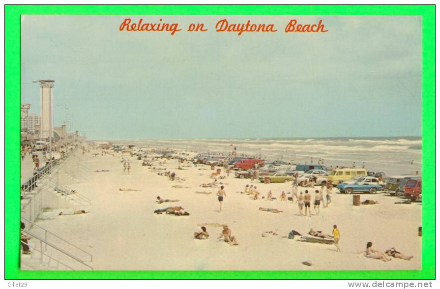 DAYTONA BEACH, FL. - RELAXING ON THE BEACH - ANIMATED OLD CORVETTE & OLD CARS - - Daytona