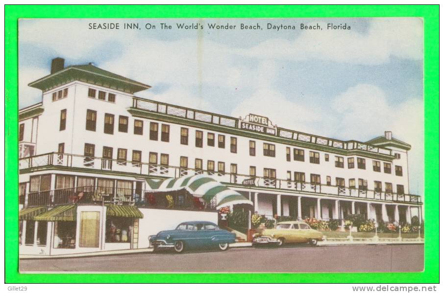 DAYTONA BEACH, FL. - SEASIDE INN - ANIMATED OLD CARS - E.C. KROPP CO - - Daytona