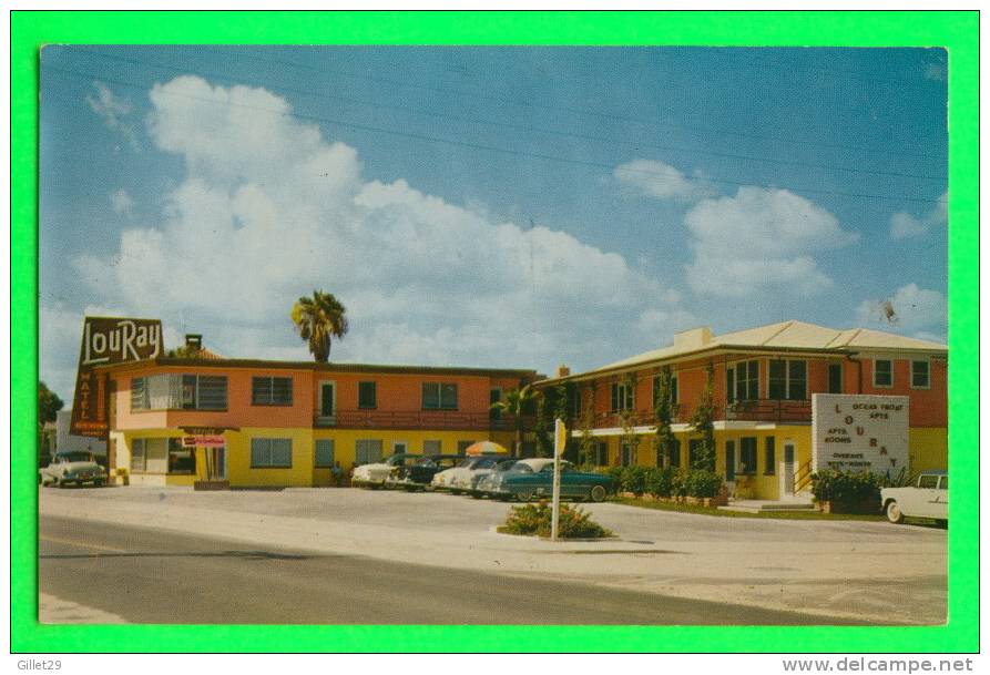 DAYTONA BEACH, FL. - THE NEW LOU-RAY MOTEL - ANIMATED OLD CARS - O´BRIEN COLOR STUDIOS - - Daytona