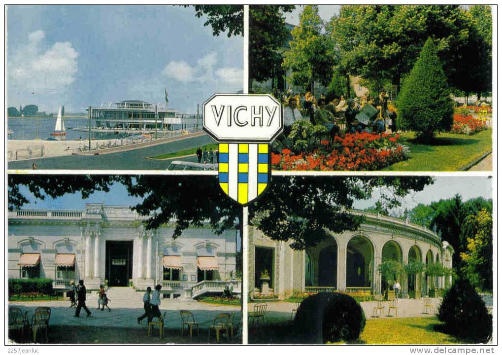 Cpm Vichy 4 Vues Divers +obliteration Au Dos 1968 Vichy 232425 Aout France Roumanie Natation - Zwemmen
