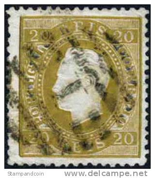 Portugal #39 XF Used 20r Bister King Luiz Of 1870 - Gebruikt