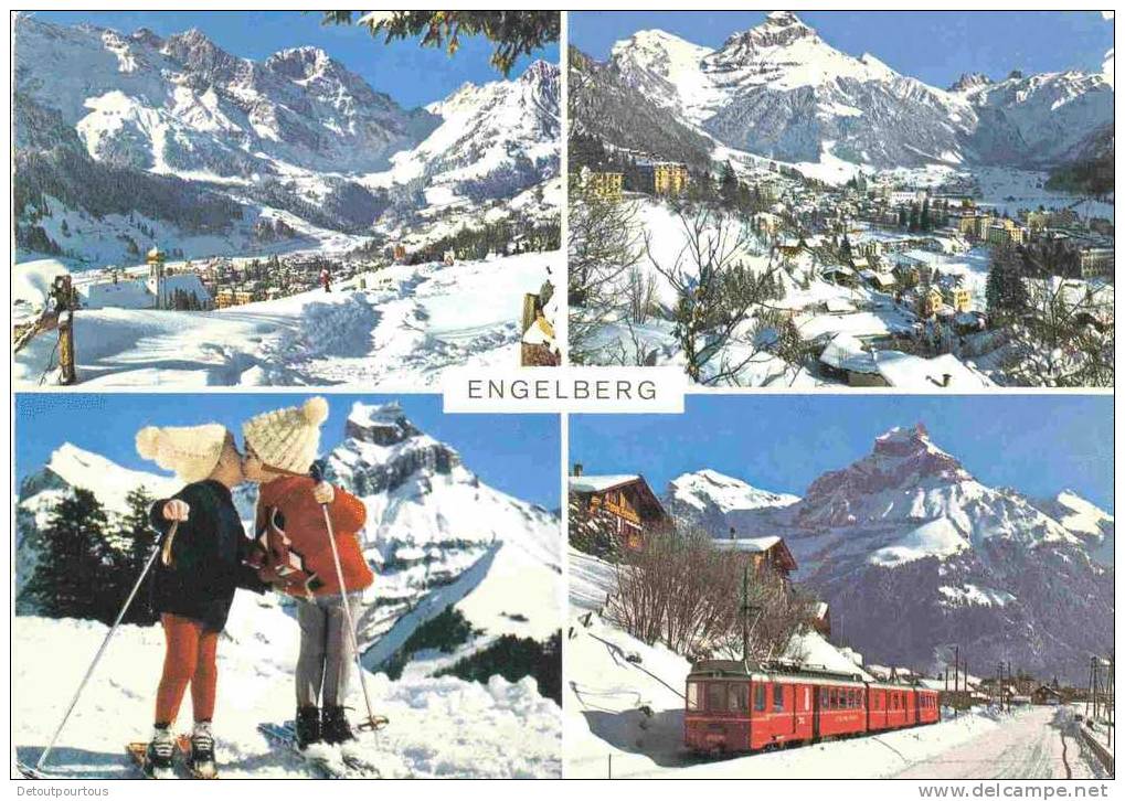 ENGELBERG 1971 : Bahn Zug Train Enfants Ski Bisou - Engelberg