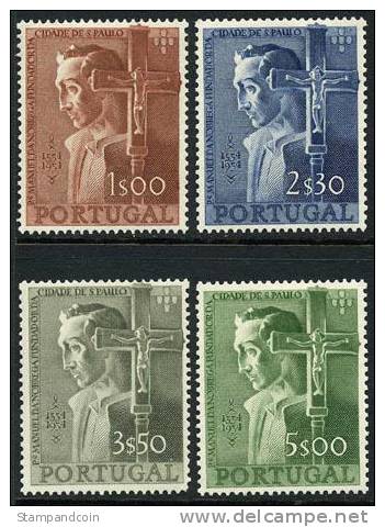 Portugal #800-03 XF Mint Hinged 400 Anniv Of Sao Paulo Brazil Set Of 1954 - Nuevos