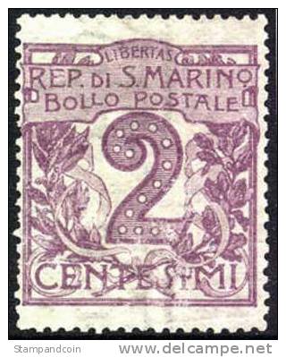 San Marino #40 Mint No Gum 2c Violet From 1903 - Ongebruikt