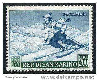 San Marino C90 XF Mint Never Hinged Airmail From 1953 (Skier) - Luftpost