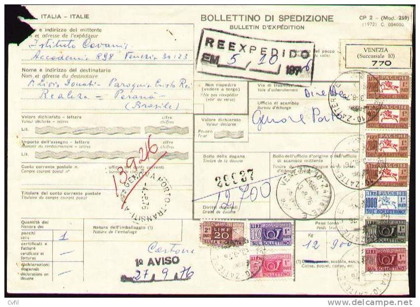 ITALIA 1976 - BOLLETTINO DI SPEDIZIONE - BULLETIN D'EXPÉDITION De VENEZIA (770) - Postpaketten