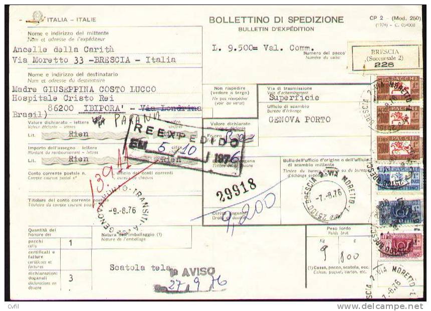 ITALIA 1976 - BOLLETTINO DI SPEDIZIONE - BULLETIN D'EXPÉDITION De BRESCIA (226) - Postpaketten