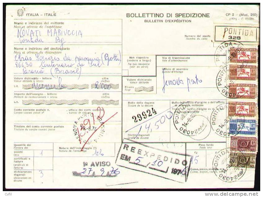 ITALIA 1976 - BOLLETTINO DI SPEDIZIONE - BULLETIN D'EXPÉDITION De PONTIDA, BG (328) - Postpaketten