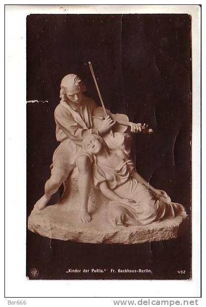 GOOD OLD ART POSTCARD - Fr.Backhaus - Kinder Der Puzta (lightly Faulty) - Sculpturen