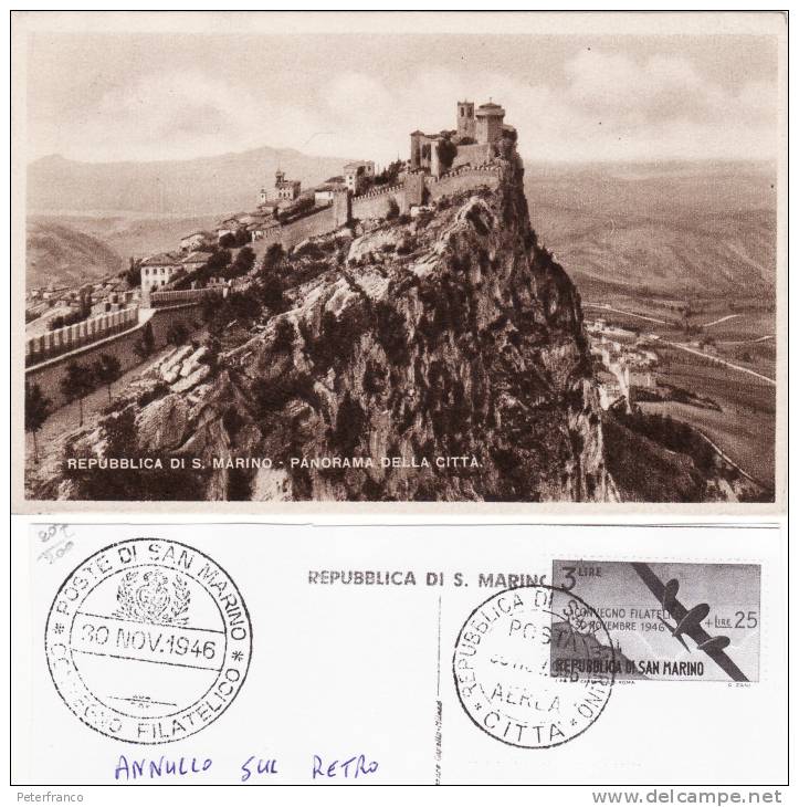 30/11/1946 San Marino - Convegno Filatelico - Cartolina Panorama - Oblitérés