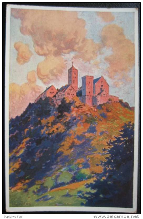 Eisenach - Künstlerkarte Wartburg Bei Sonnenuntergang - Eisenach