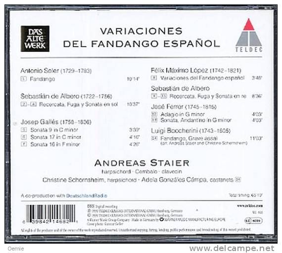 ANDREAS STAIER °°°°  VARIACIONES DEL FANDANGO ESPAGNOL    Cd - Andere - Spaans