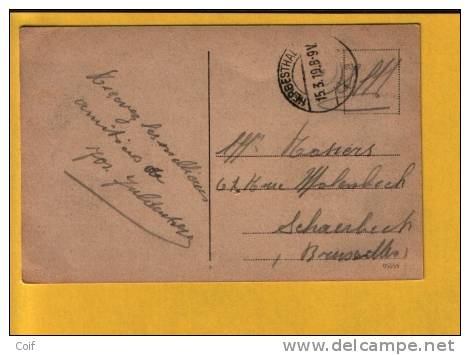 Kaart  Met Duitstype Brugstempel Van HERBESTHAL Op 15/3/1919 (oostkanton) - Storia Postale