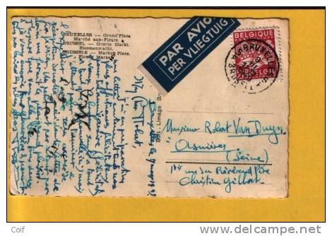 769 Op Kaart Per LUCHPOST (par AVION) Met Stempel BRUXELLES 5 - 1948 Exportación