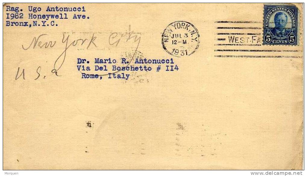 1197. Carta New York 1931 A Italia (west Fargo) - Brieven En Documenten