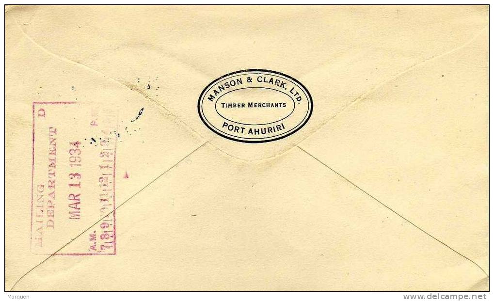 2016. Carta PORT AHURIRI (Nueva Zelanda) 1945 A Estados Unidos - Lettres & Documents
