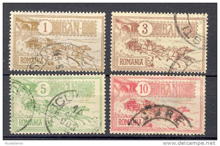 Hungary Magyar 1903 Mi. 146-49 Alte Vierspännige Postkusche Postal Delivery €10,- - Used Stamps