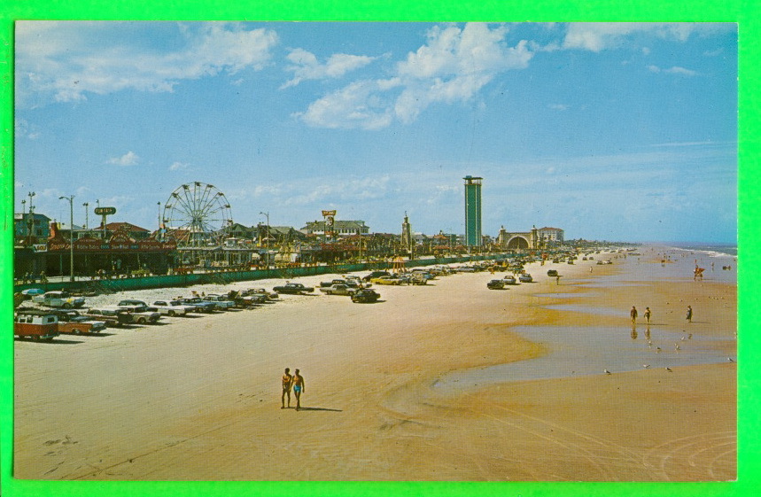 DAYTONA BEACH, FL. - NEW OBSERVATION TOWER - ANIMATED OLD  CARS -  SOUTHERN CARD & NOVELTY - - Daytona