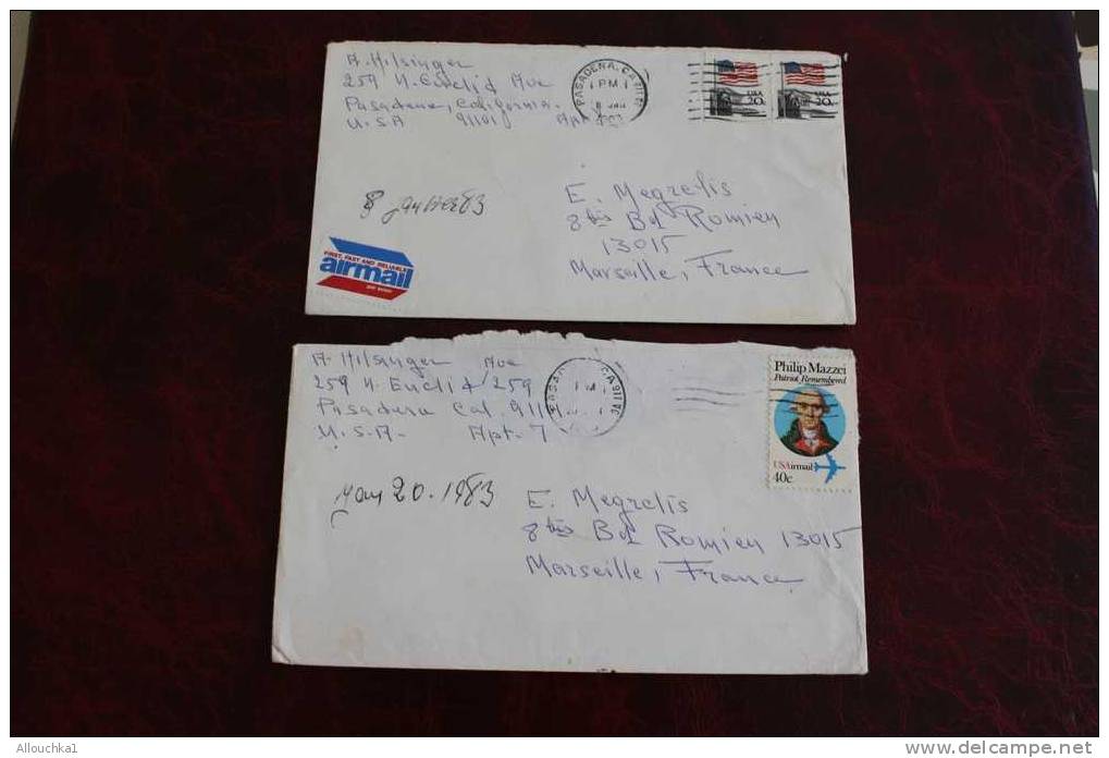 MARCOPHILIA MARCOPHILIE LETTER LETTRE DES ETATS UNIS D'AMERIQUE USA UNITED STATES P/MEGRELIS: GREECE A MARSEILLE FRANCE - Postal History