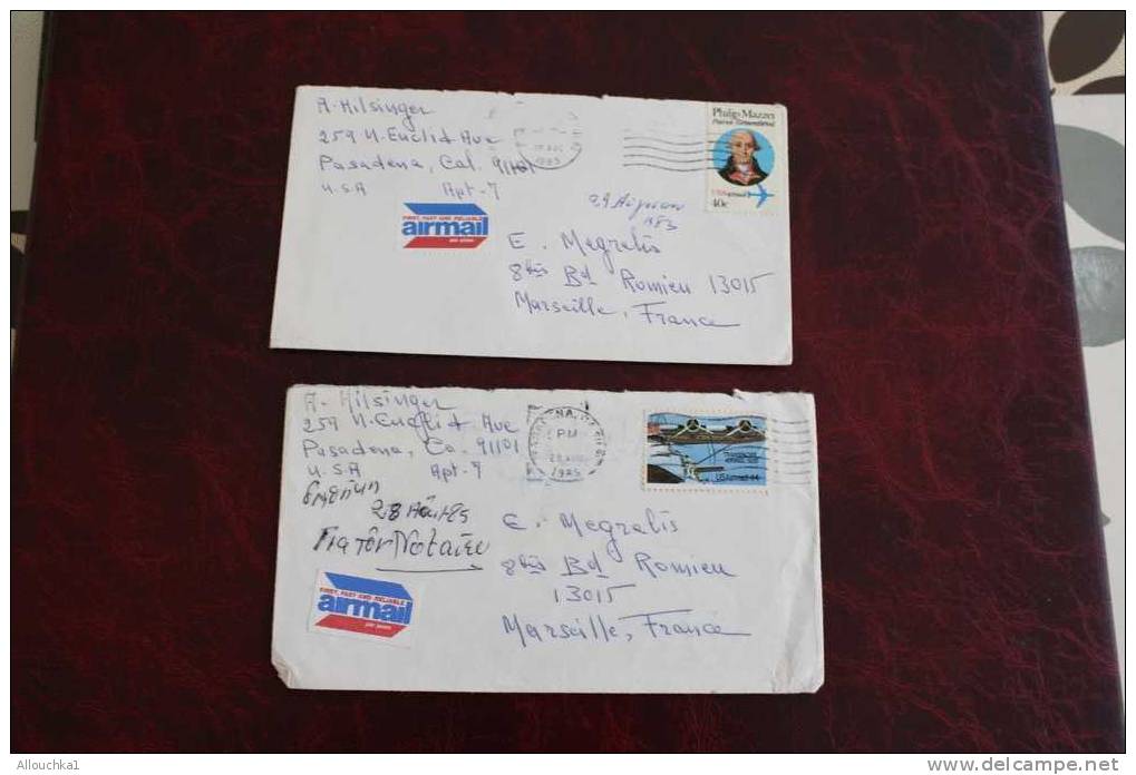 MARCOPHILIA MARCOPHILIE LETTER LETTRE DES ETATS UNIS D'AMERIQUE USA UNITED STATES P/MEGRELIS: GREECE A MARSEILLE FRANCE - Postal History