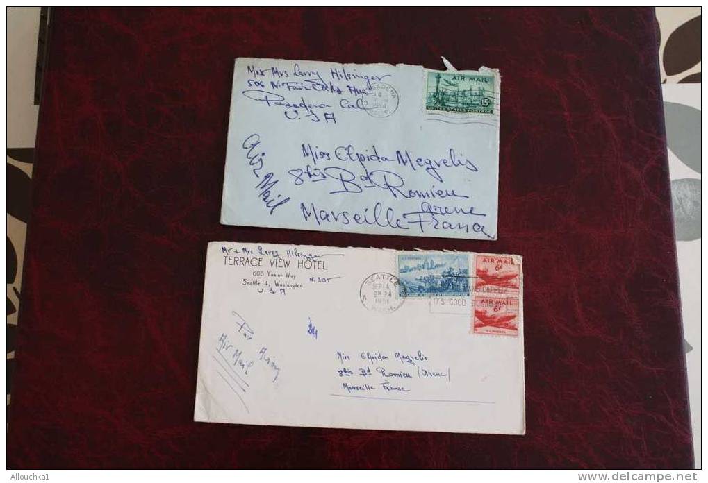 MARCOPHILIA MARCOPHILIE LETTER LETTRE DES ETATS UNIS D'AMERIQUE USA UNITED STATES P/MEGRELIS: GREECE A MARSEILLE FRANCE - Postal History