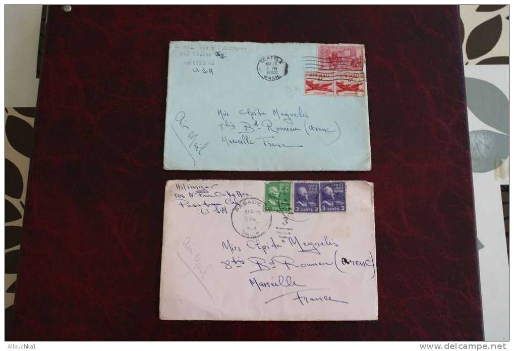 MARCOPHILIA MARCOPHILIE LETTER LETTRE DES ETATS UNIS D'AMERIQUE USA UNITED STATES P/MEGRELIS: GREECE A MARSEILLE FRANCE - Storia Postale