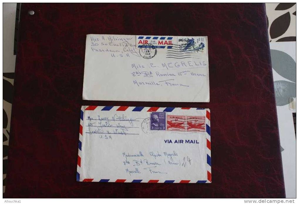 MARCOPHILIA MARCOPHILIE LETTER LETTRE DES ETATS UNIS D'AMERIQUE USA UNITED STATES P/MEGRELIS: GREECE A MARSEILLE FRANCE - Postal History
