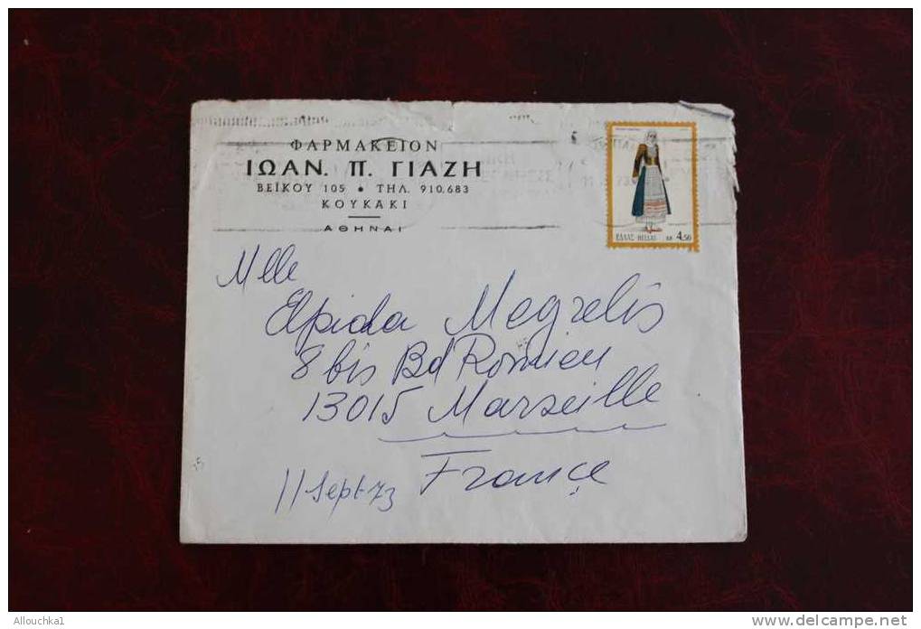 MARCOPHILIA MARCOPHILIE LETTER LETTER  DE KOYKAKIS ATHENES  GRECE  POUR MEGRELIS: GREECE à MARSEILLE FRANCE - Postmarks - EMA (Printer Machine)