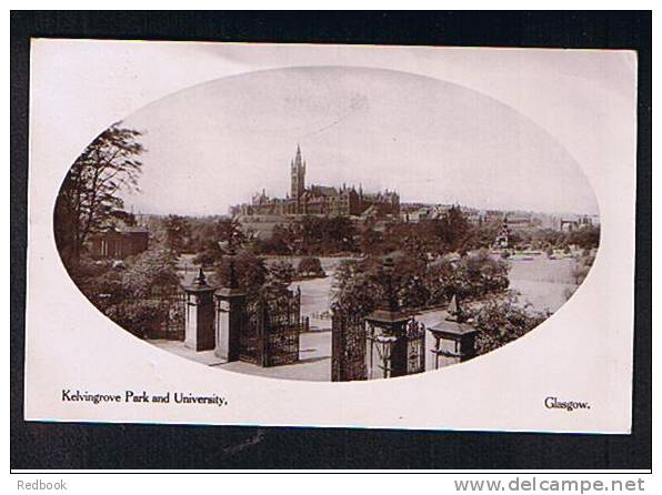 1910 Real Photo Postcard Kelvingrove Park & University Glasgow Scotland  - Ref 470 - Lanarkshire / Glasgow