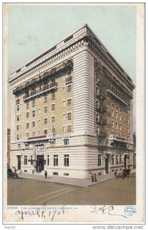 Norfolk VA, Lynn Haven Hotel On Detroit Publishing Co. 1900s Vintage Postcard - Norfolk