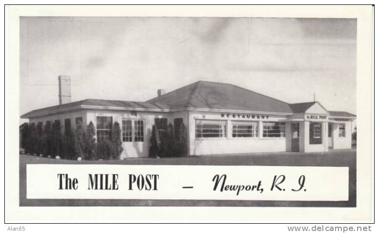 Newport RI, Rhode Island, The Mile Post Restaurant, On 1930s/40s Vintage Postcard - Newport