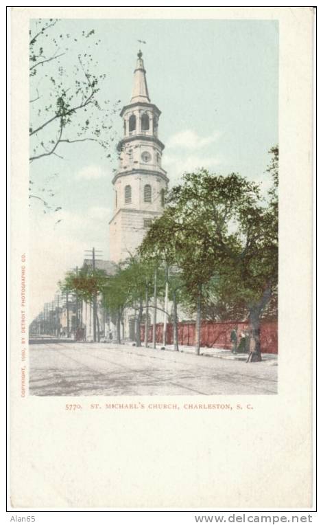 Charleston SC, St. Michael's Church, Detroit Photographic Co. 1900s Vintage Postcard - Charleston